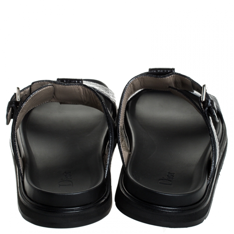 Pre Owned Dior Homme Black Snakeskin Flat Slides Size 43.5