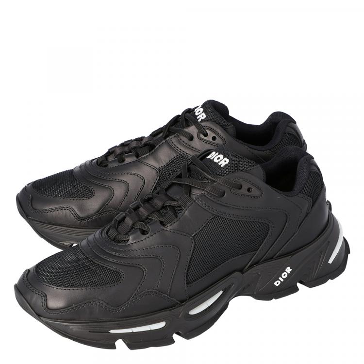 مملوكة مسبقًا Dior Black Technical Mesh and Leather CD1 Platform Sneakers Size 43
