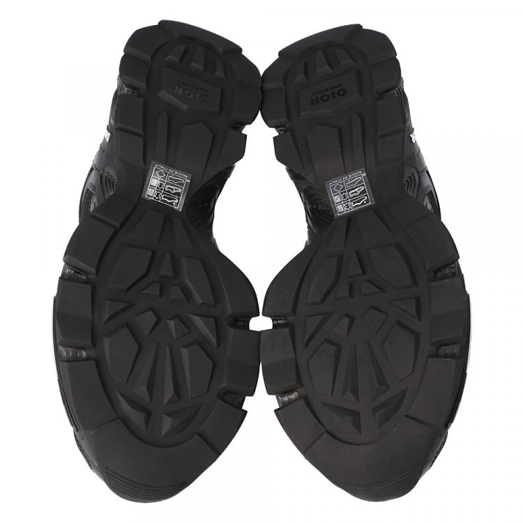 مملوكة مسبقًا Dior Black Technical Mesh and Leather CD1 Platform Sneakers Size 43