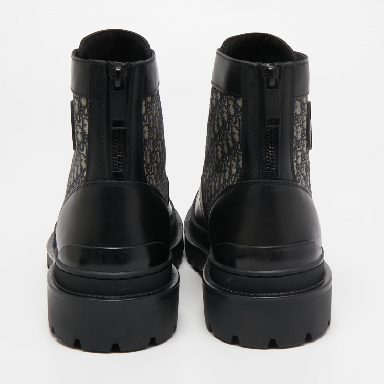 Pre Owned Dior Black Leather and Canvas Explorer Ankle Boots Size 41
