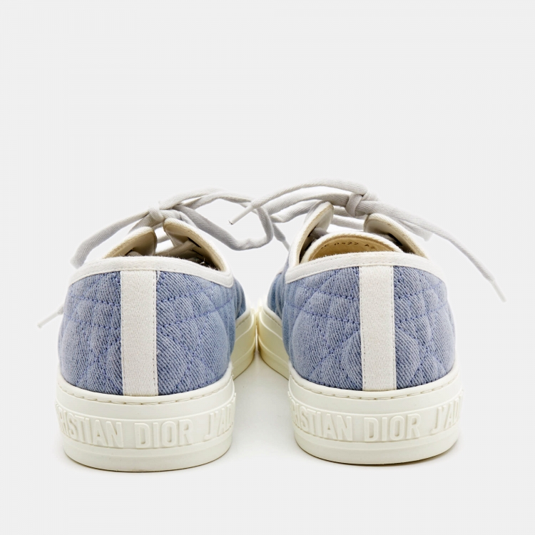 Pre Owned Dior Blue Cannage Quilted Canvas Walk'n'Dior Low Top Sneakers  Size 42