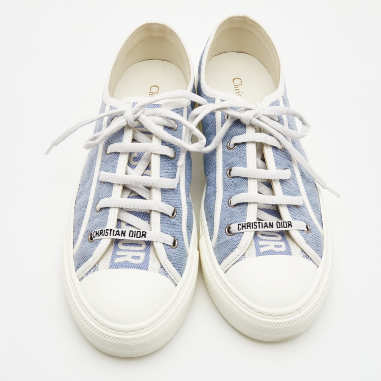 Pre Owned Dior Blue Cannage Quilted Canvas Walk'n'Dior Low Top Sneakers  Size 42