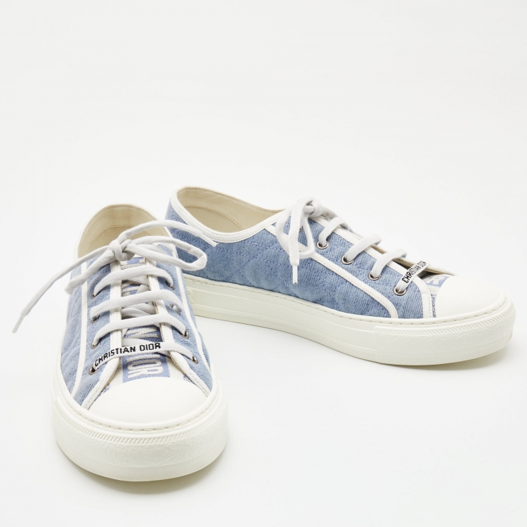 Pre Owned Dior Blue Cannage Quilted Canvas Walk'n'Dior Low Top Sneakers  Size 42