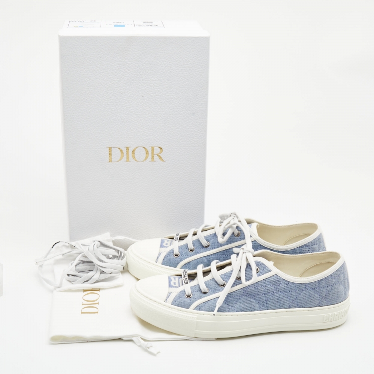 Pre Owned Dior Blue Cannage Quilted Canvas Walk'n'Dior Low Top Sneakers  Size 42