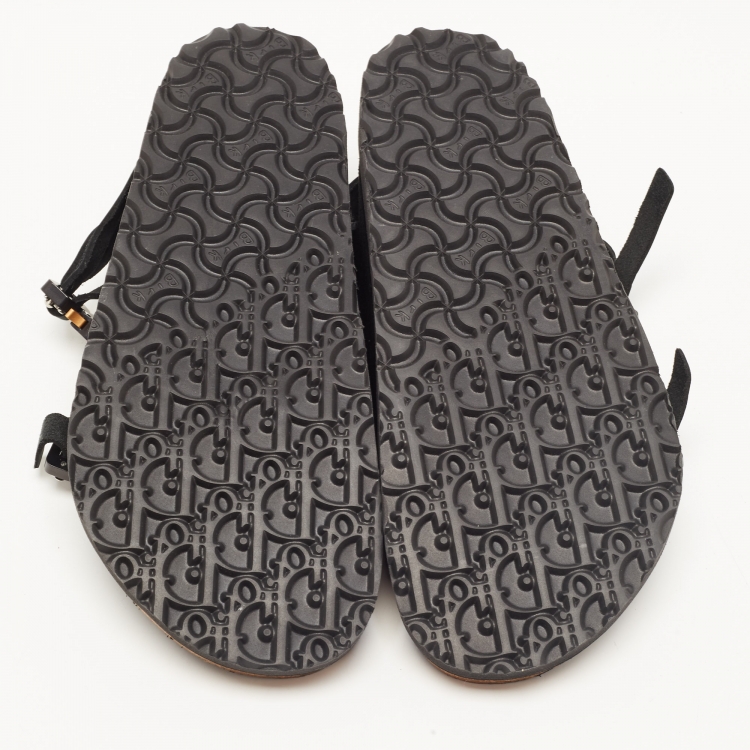 Pre Owned Dior X Birkenstock Milano Black Suede and Nubuck Buckle Slingback Sandals Size 42