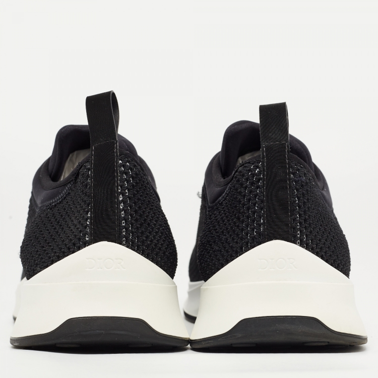 Pre Owned Dior Black Knit Fabric and Neoprene B25 Slip On Sneakers Size 45