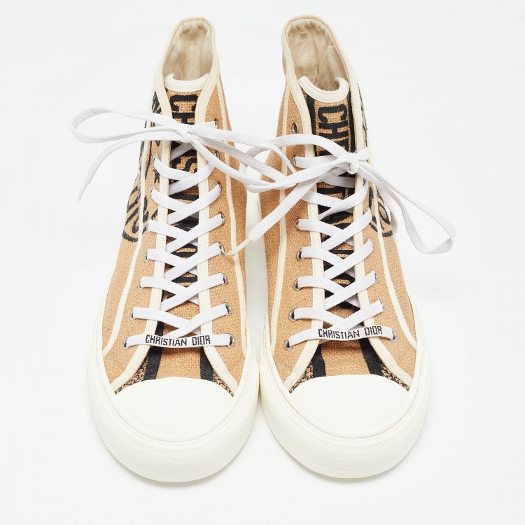 Pre Owned Dior Beige Jute Union Embroidered Walk'n'Dior Sneakers Size 42