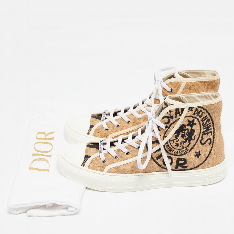 Pre Owned Dior Beige Jute Union Embroidered Walk'n'Dior Sneakers Size 42