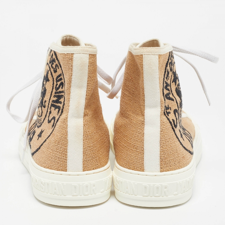 Pre Owned Dior Beige Jute Union Embroidered Walk'n'Dior Sneakers Size 42