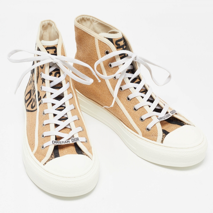 Pre Owned Dior Beige Jute Union Embroidered Walk'n'Dior Sneakers Size 42