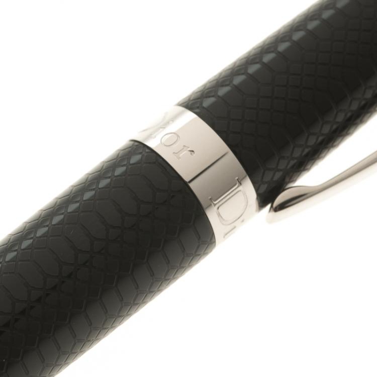Pre Owned Dior Black Textured Lacquer Ball Point Pen