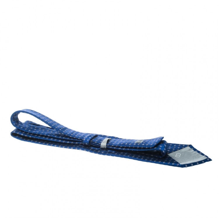Pre Owned Dior Cobalt Blue Patterned Silk Jacquard Tie