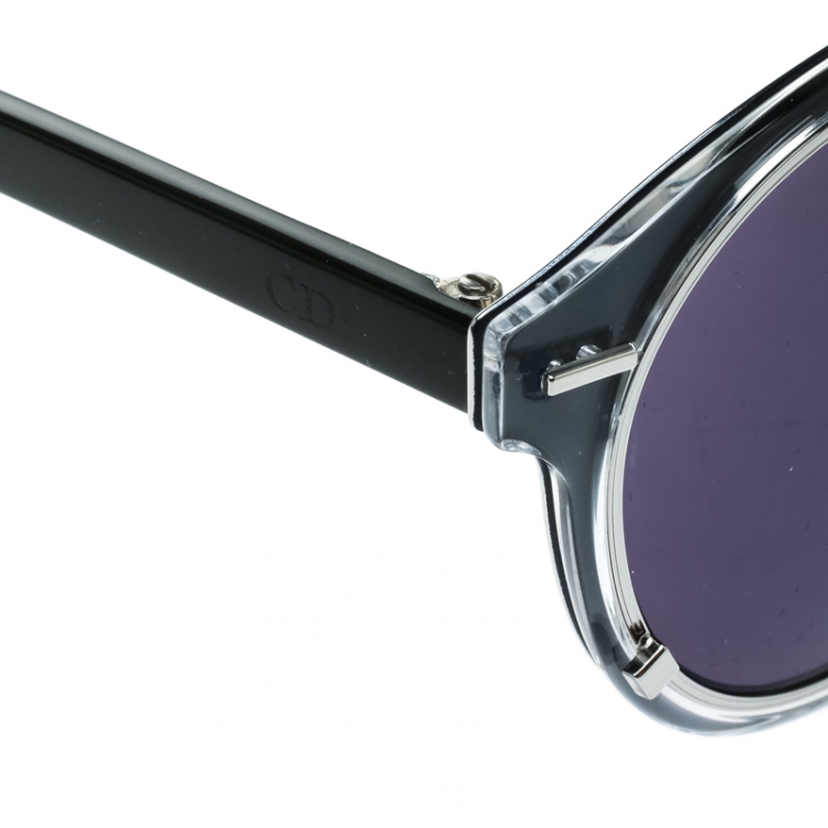 Pre Owned Dior Homme Silver/Black Diorgenese Round Sunglasses