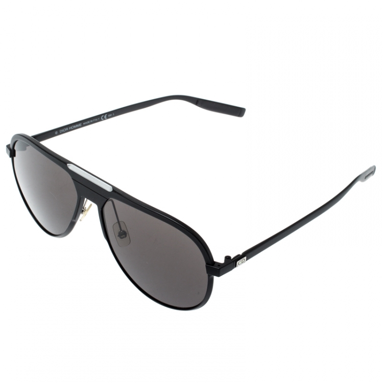 Pre Owned Dior Homme Black Matte/ Black AL13.6 Aviator Sunglasses