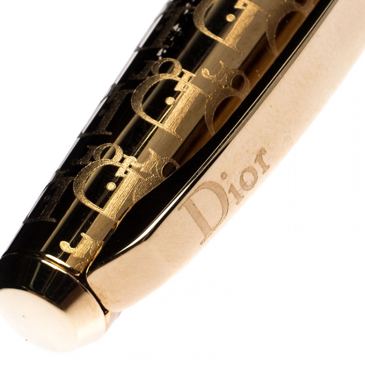 Pre Owned Dior Gold Tone Logo Embossed Stylos Ballpoint Pen
