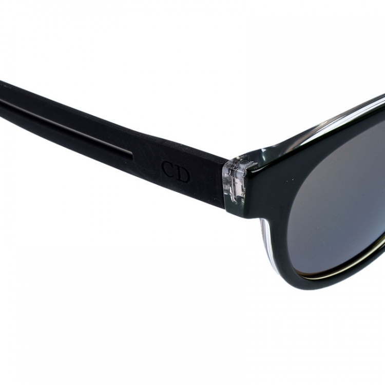 Pre Owned Dior Homme Soft Black /Green 182S Black Tie Round Sunglasses