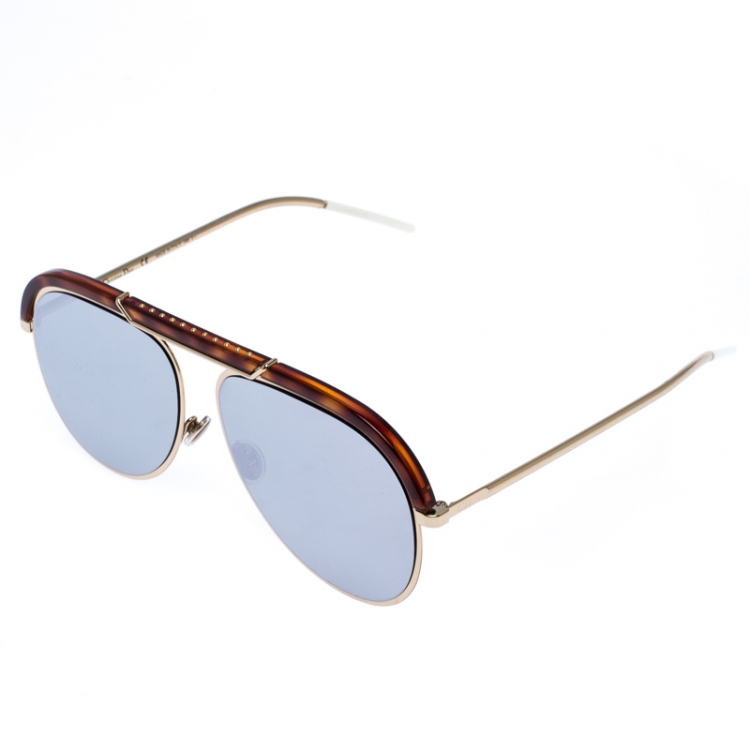 Pre Owned Dior Brown/Dark Mirror Desertie Aviator Sunglasses