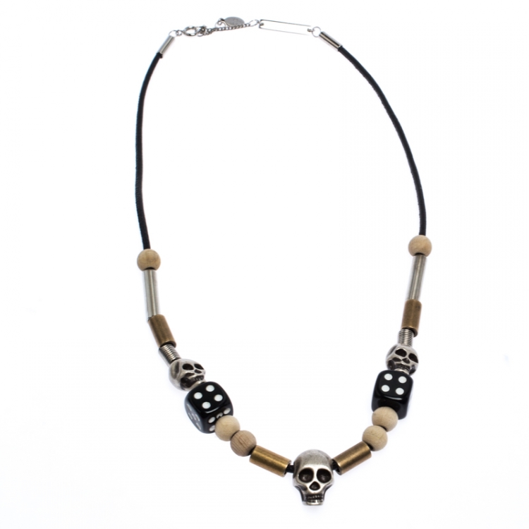 Dior Skulls \u0026 Dice Beads Black Leather 