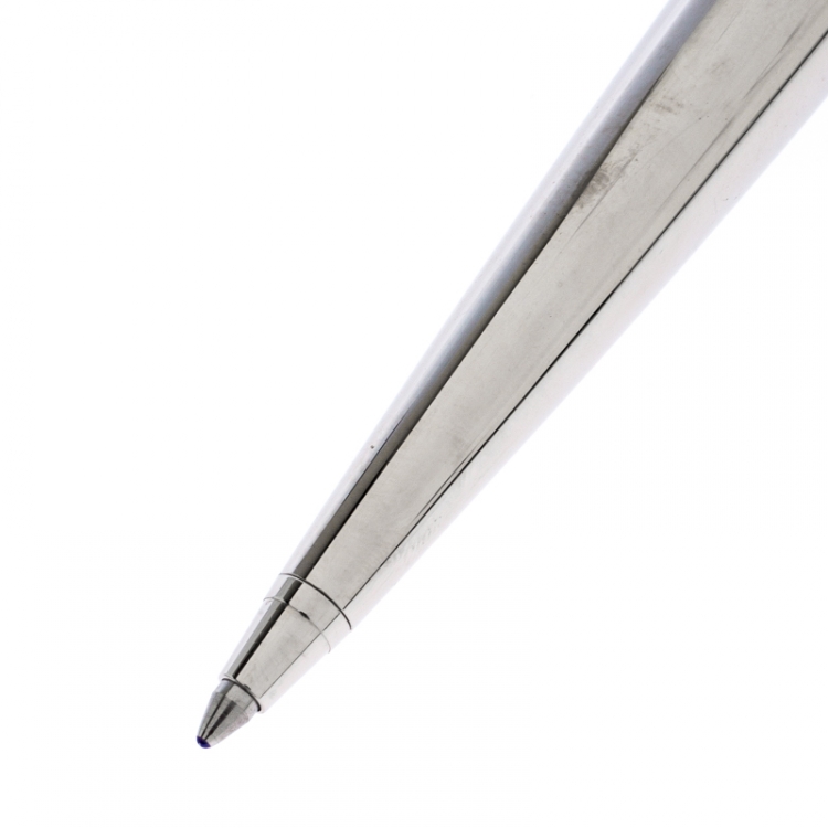 Pre Owned Dior White Ceramic Embellished Silver Tone Ballpoint Pen