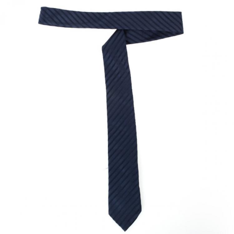 Pre Owned Dior Blue Striped Tie