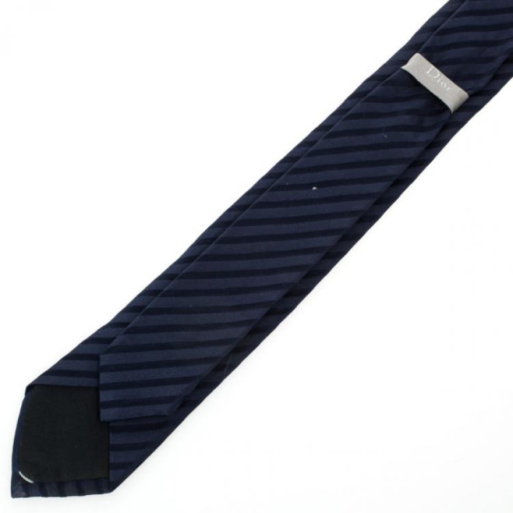 Pre Owned Dior Blue Striped Tie