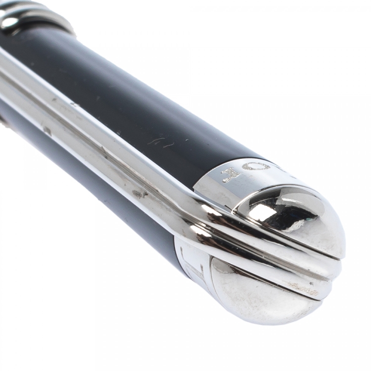 Pre Owned Dior Black Resin Textured Silver Tone Ballpoint Pen