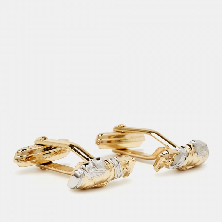 Pre Owned Dior Two Tone Metal Toggle Cufflinks
