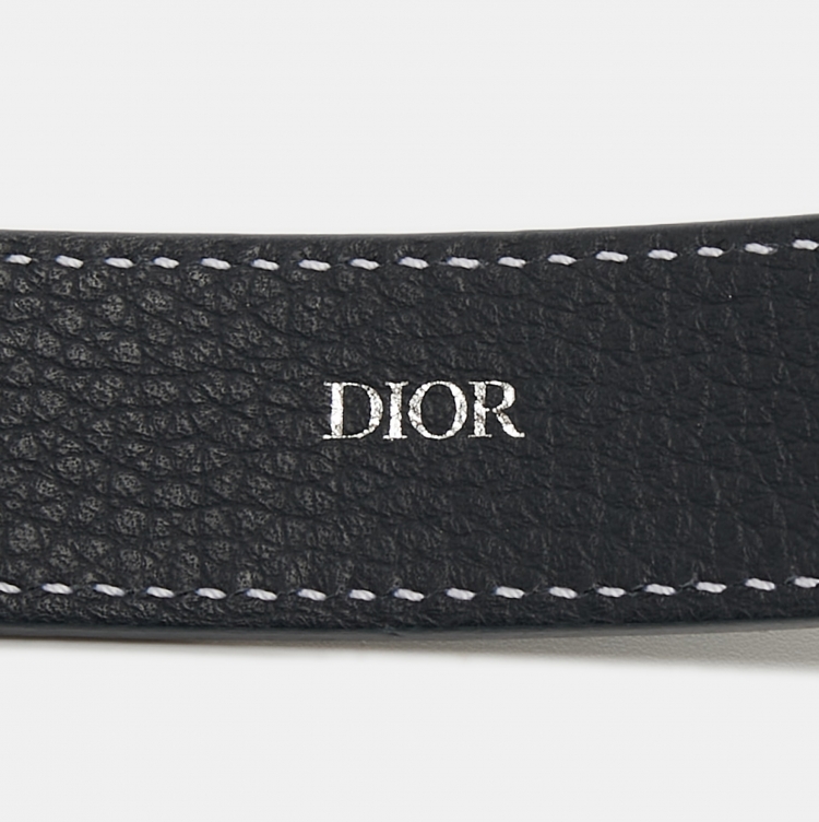Pre Owned Dior Homme Navy Blue Leather Alyx Lock Buckle Belt 120CM