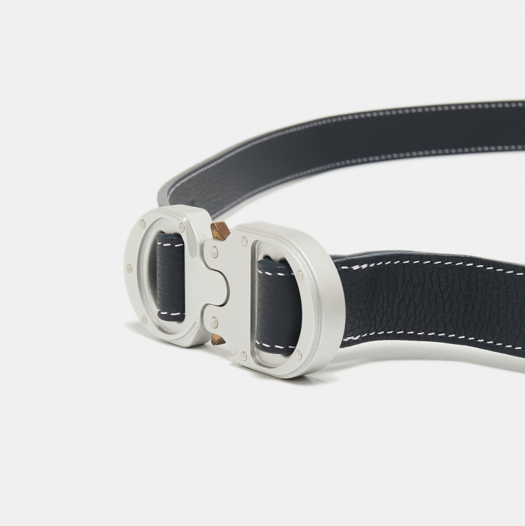 Pre Owned Dior Homme Navy Blue Leather Alyx Lock Buckle Belt 120CM
