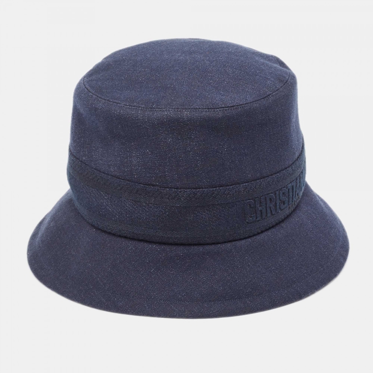 Dior Navy Blue Denim Oblique Bucket Hat Size 58 Dior | TLC