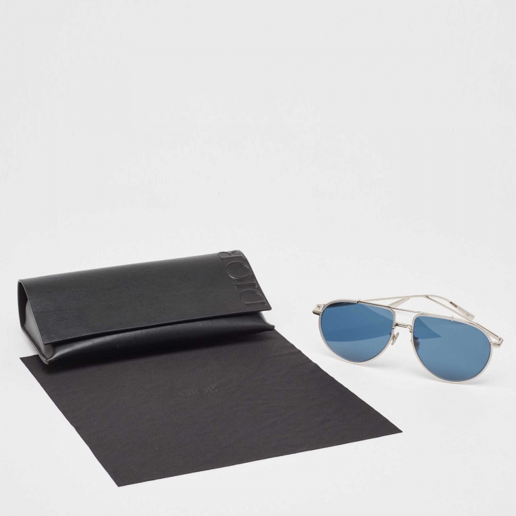Pre Owned Dior Silver/Black DiorBlackSuit Aviator Sunglasses