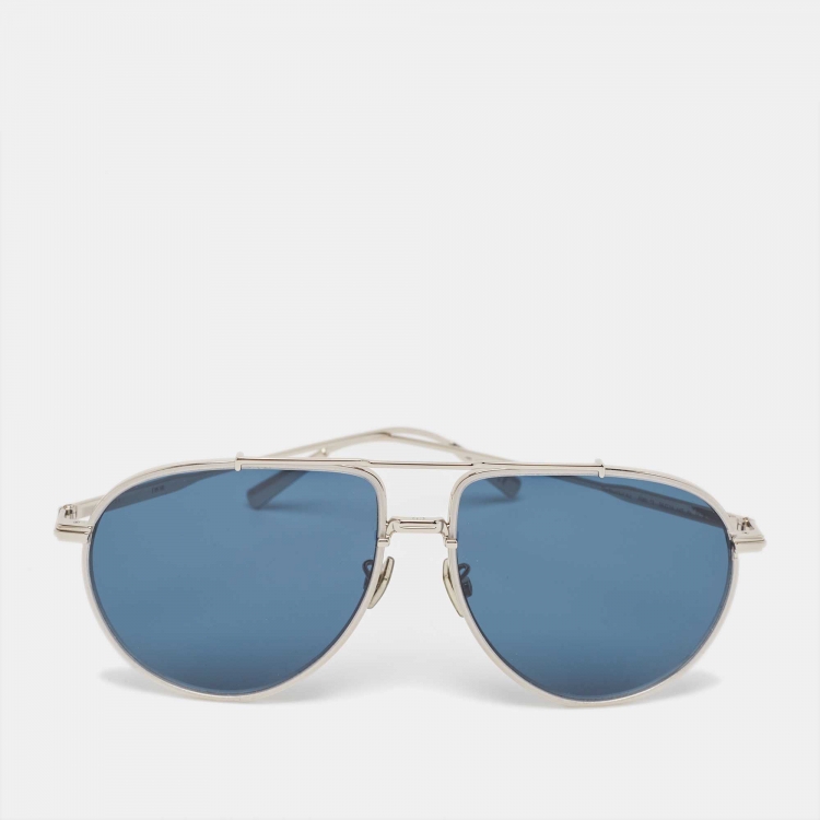 Pre Owned Dior Silver/Black DiorBlackSuit Aviator Sunglasses