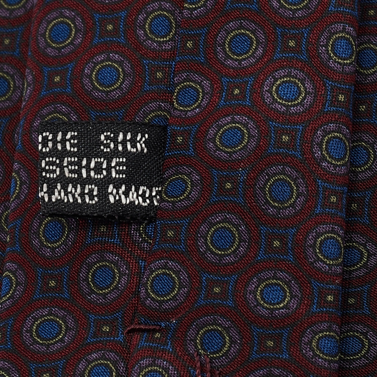 Pre Owned Christian Dior Monsieur Burgundy Printed Silk Tie