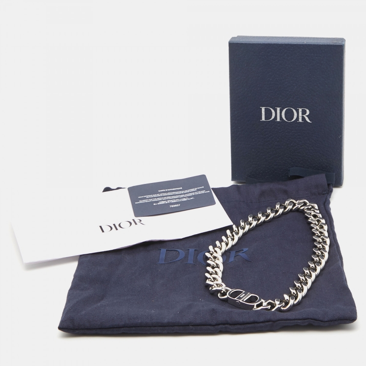 Pre Owned Dior CD Icon Chain Link Silver Tone Necklace