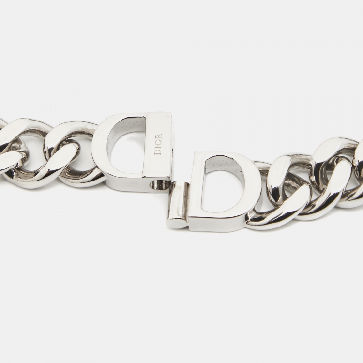 Pre Owned Dior CD Icon Chain Link Silver Tone Necklace