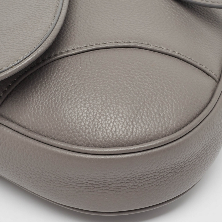 Pre Owned Dior Grey Leather Saddle Bag