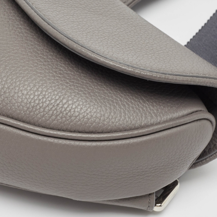 Pre Owned Dior Grey Leather Saddle Bag