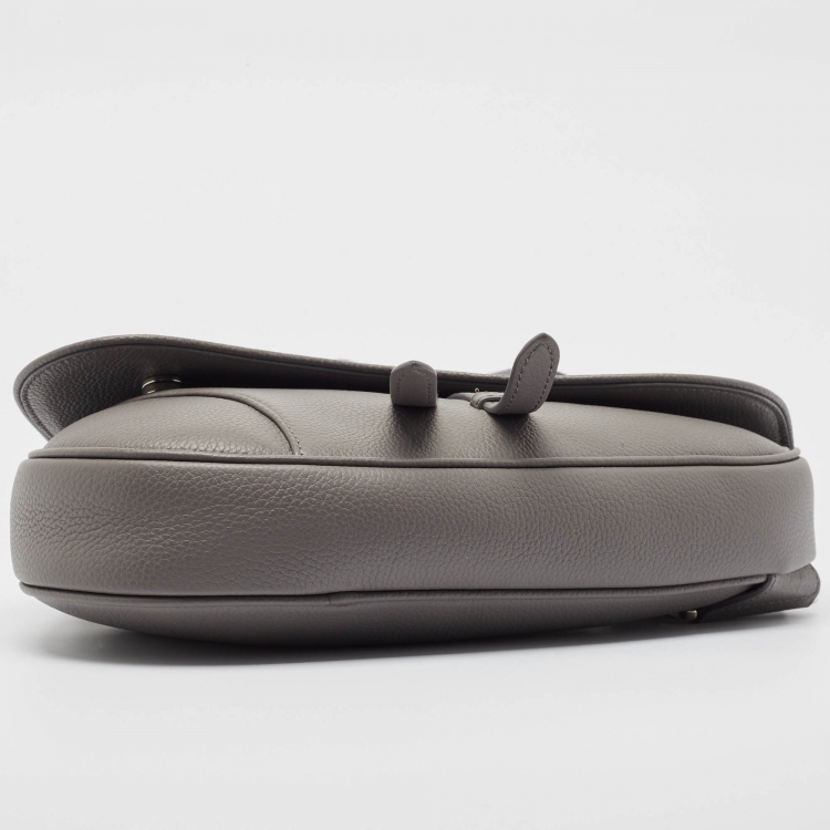 Pre Owned Dior Grey Leather Saddle Bag
