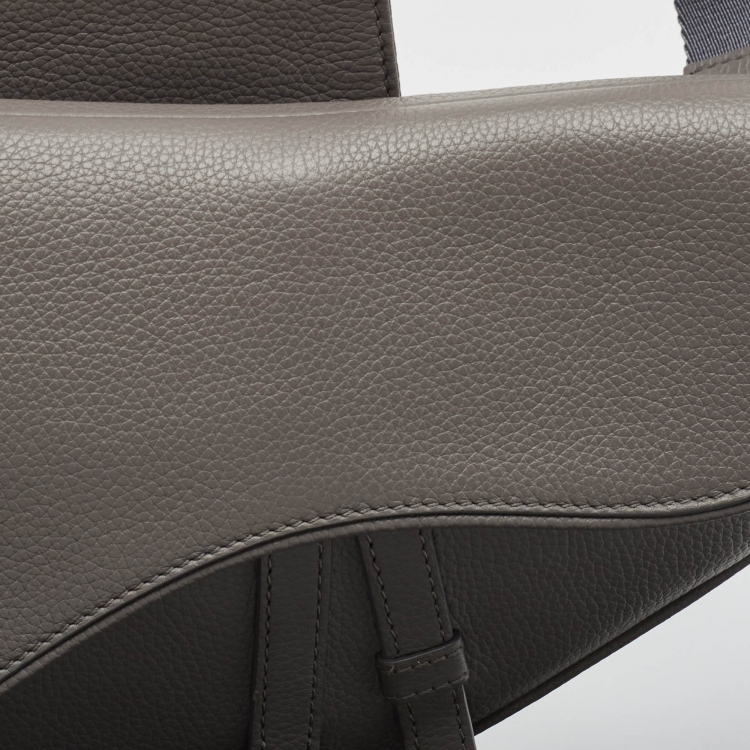 Pre Owned Dior Grey Leather Saddle Bag