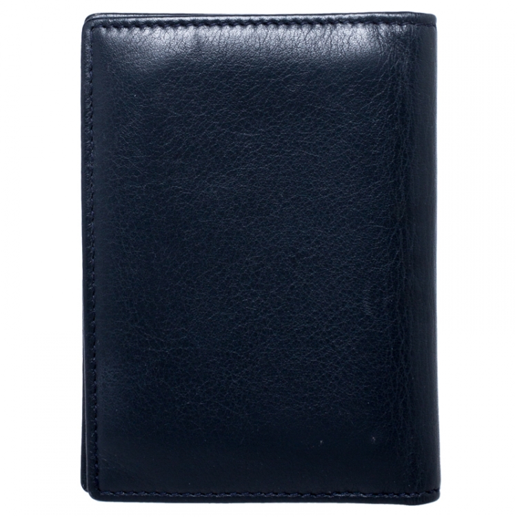 Pre Owned Dior Homme Navy Blue Leather Bifold Compact Wallet