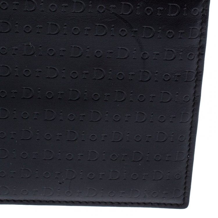 Pre Owned Dior Black Monogram Leather Bifold Wallet