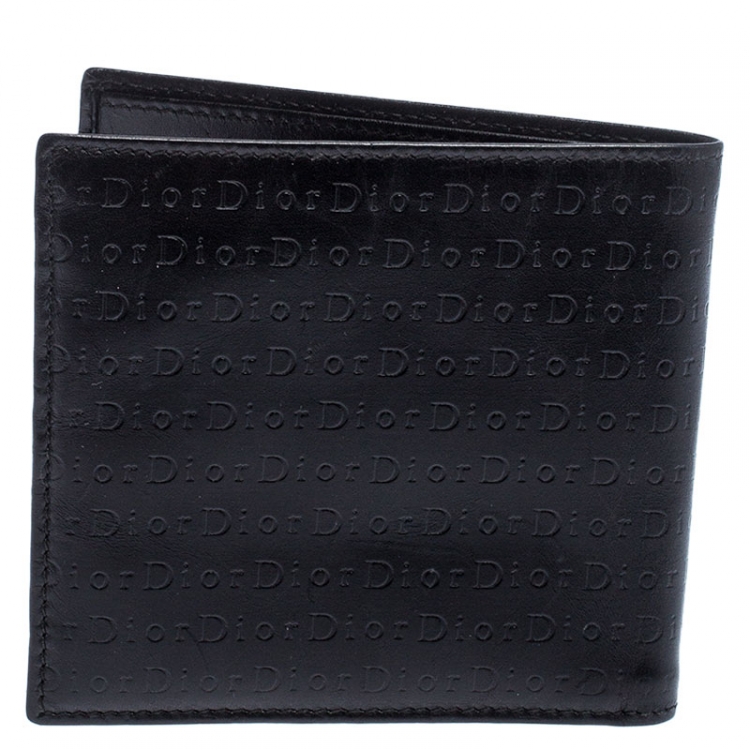 Pre Owned Dior Black Monogram Leather Bifold Wallet