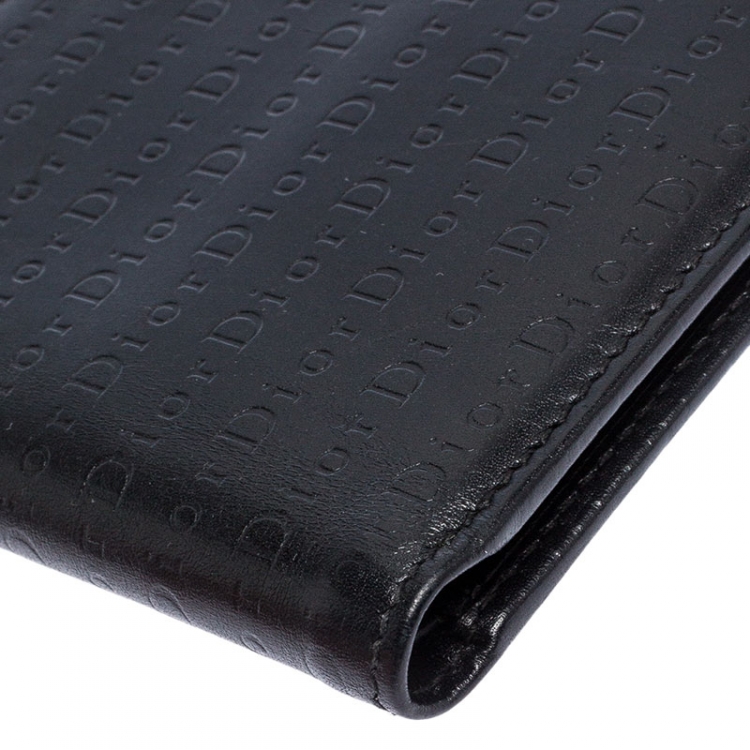 Pre Owned Dior Black Monogram Leather Bifold Wallet