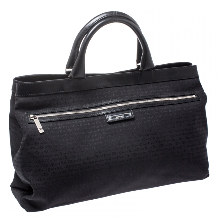 Pre Owned Dior Homme Black Fabric and Leather Tote
