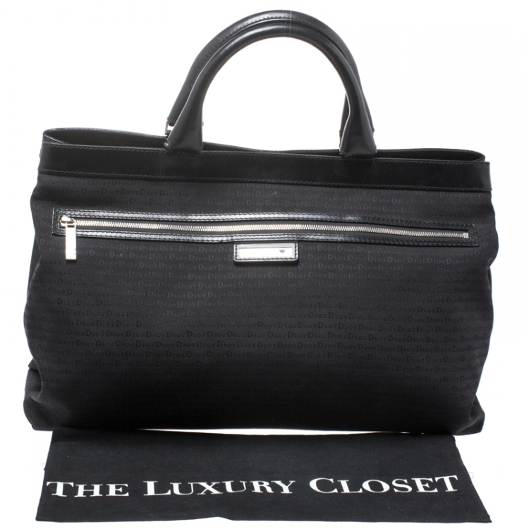 Pre Owned Dior Homme Black Fabric and Leather Tote