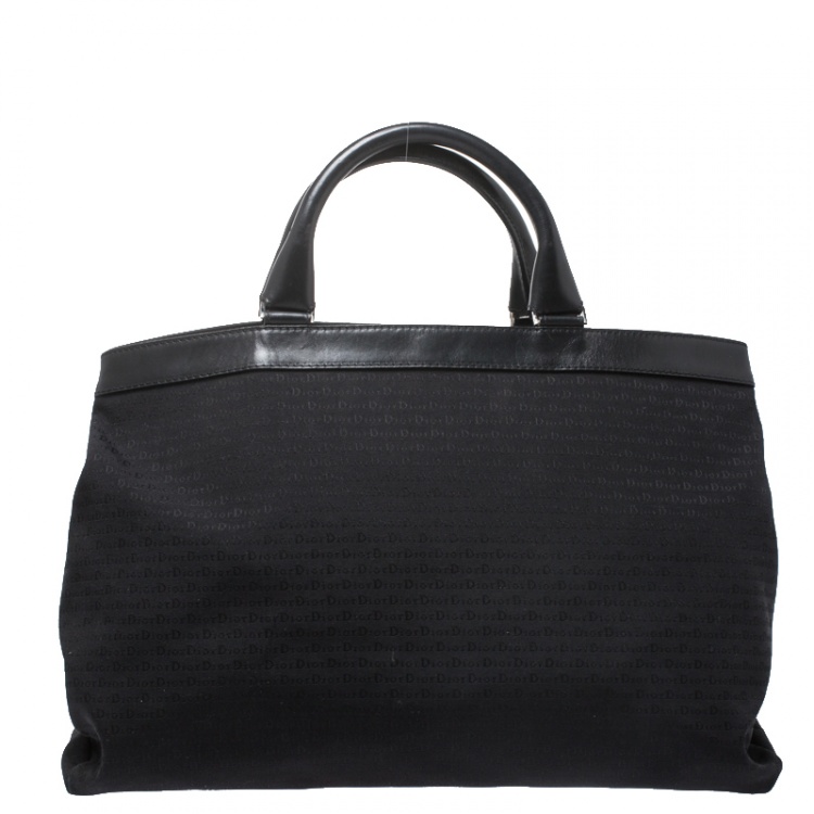 Pre Owned Dior Homme Black Fabric and Leather Tote