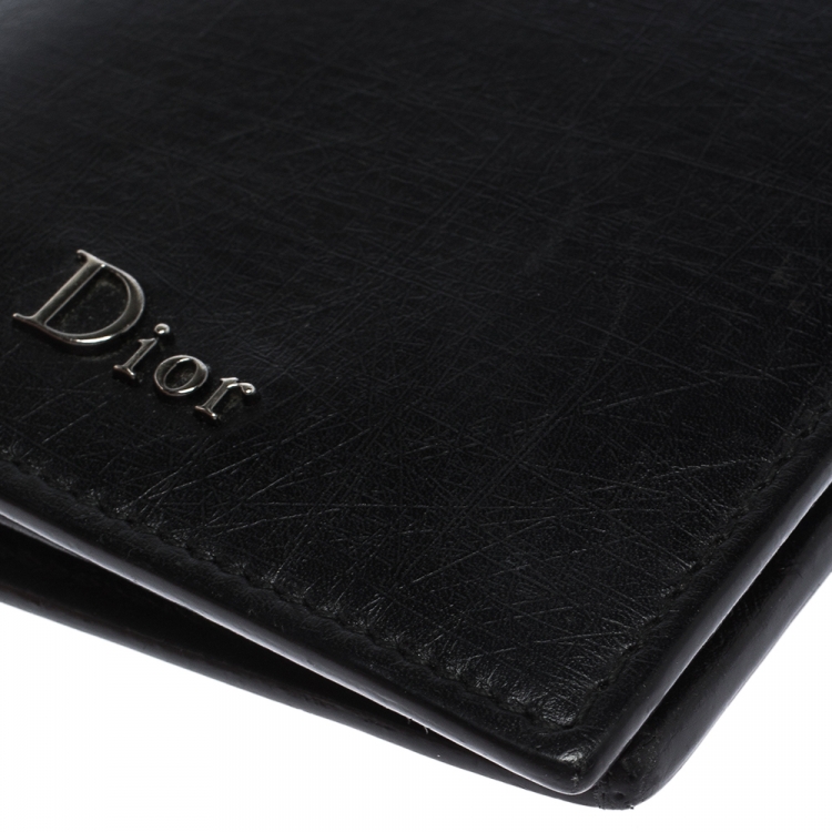 Pre Owned Dior Black Leather Bifold Wallet