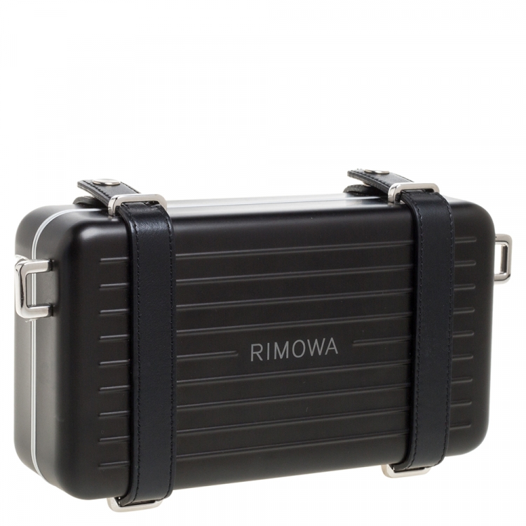Pre Owned Dior x Rimowa Black Aluminum and Leather Personal Clutch Bag