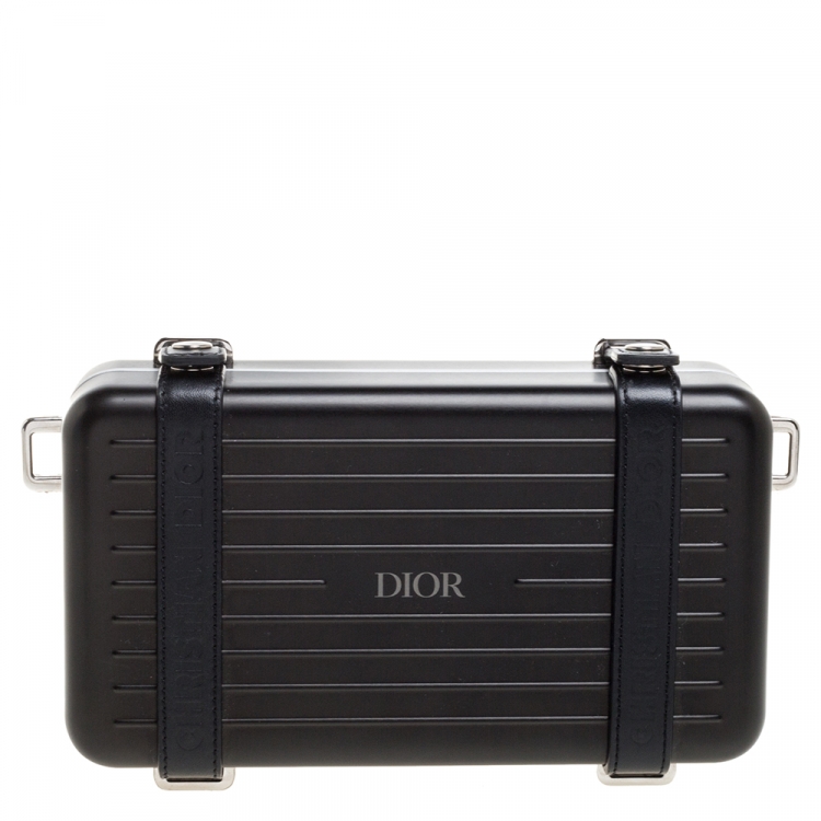 Pre Owned Dior x Rimowa Black Aluminum and Leather Personal Clutch Bag