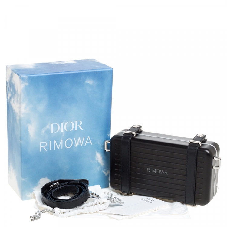 Pre Owned Dior x Rimowa Black Aluminum and Leather Personal Clutch Bag